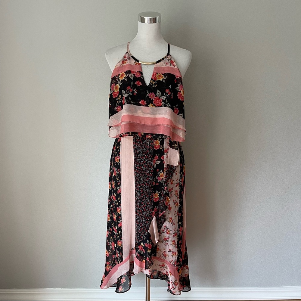 Kensie Mixed-Print High-Low Dress Size 12 - Picture 4 of 10